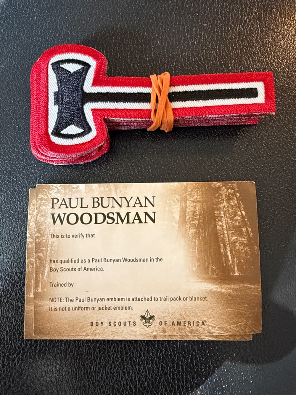 Paul Bunyan Woodsman Red & White Axe Patch - Boy Scouts Emblem
